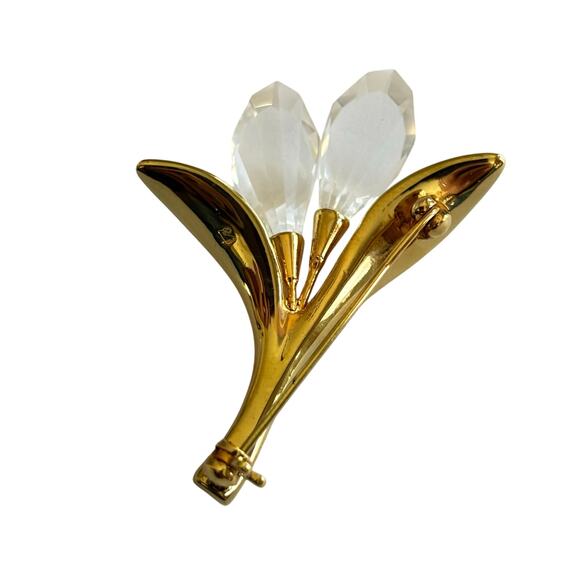 Swarovski Crystal Memories floral brooch gold-plated clear hallmarked giftable - Picture 5 of 6